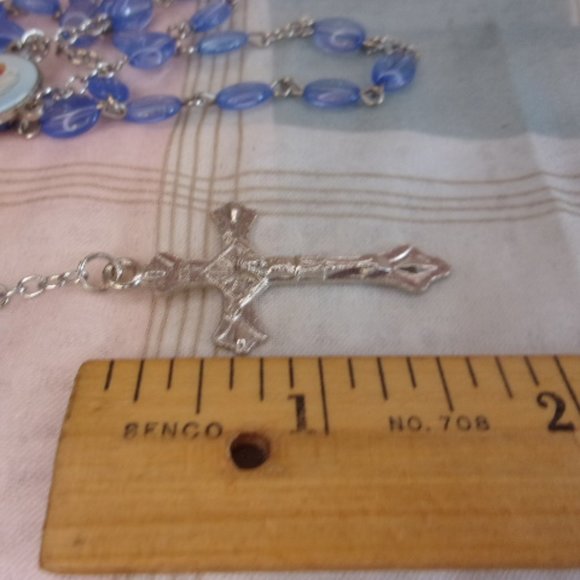 Light Blue Rosary Prayer Beads Virgin Mother - Picture 8 of 12